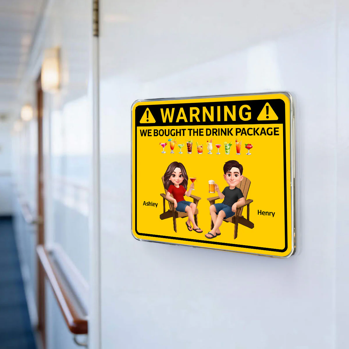 Couple Warning Caution We Bought The Drink Package - Personalized Cruise Ship Door Magnet - Funny Cruise Decorations Magnet, Summer Drink Package Cruise Magnet - Image 4