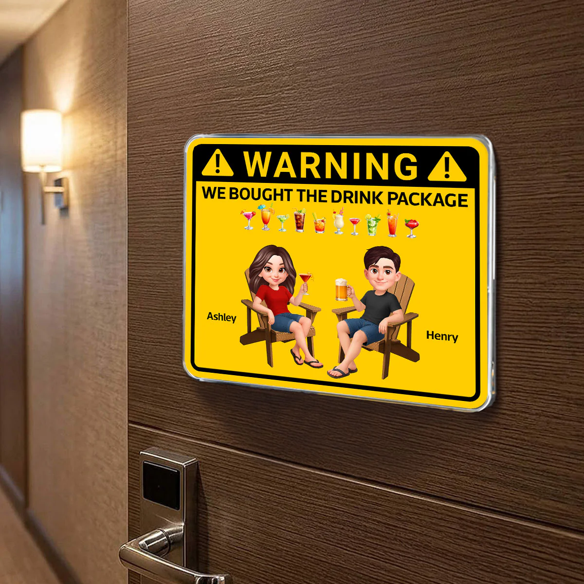 Couple Warning Caution We Bought The Drink Package - Personalized Cruise Ship Door Magnet - Funny Cruise Decorations Magnet, Summer Drink Package Cruise Magnet - Image 5