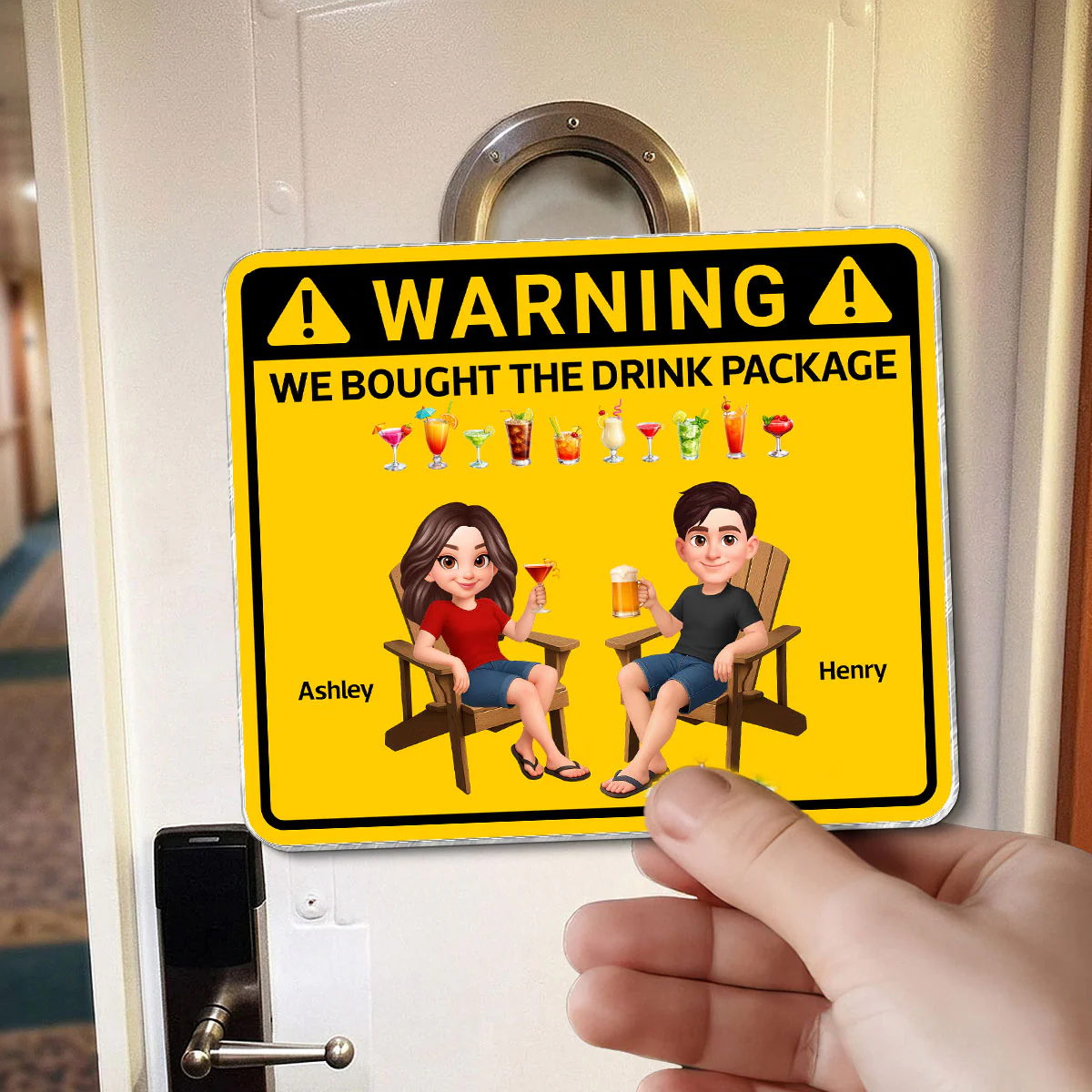 Couple Warning Caution We Bought The Drink Package - Personalized Cruise Ship Door Magnet - Funny Cruise Decorations Magnet, Summer Drink Package Cruise Magnet - Image 6