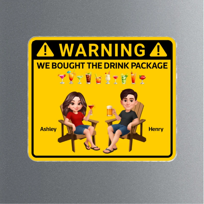 Couple Warning Caution We Bought The Drink Package - Personalized Cruise Ship Door Magnet - Funny Cruise Decorations Magnet, Summer Drink Package Cruise Magnet - Image 9