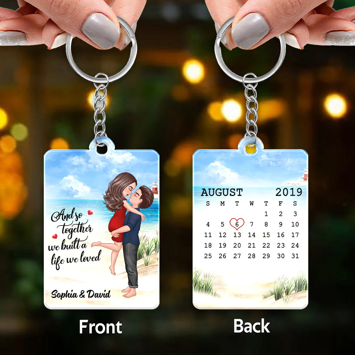 Couple We Built A Life We Loved Anniversary Date Calendar Personalized Acrylic Keychain - Image 3