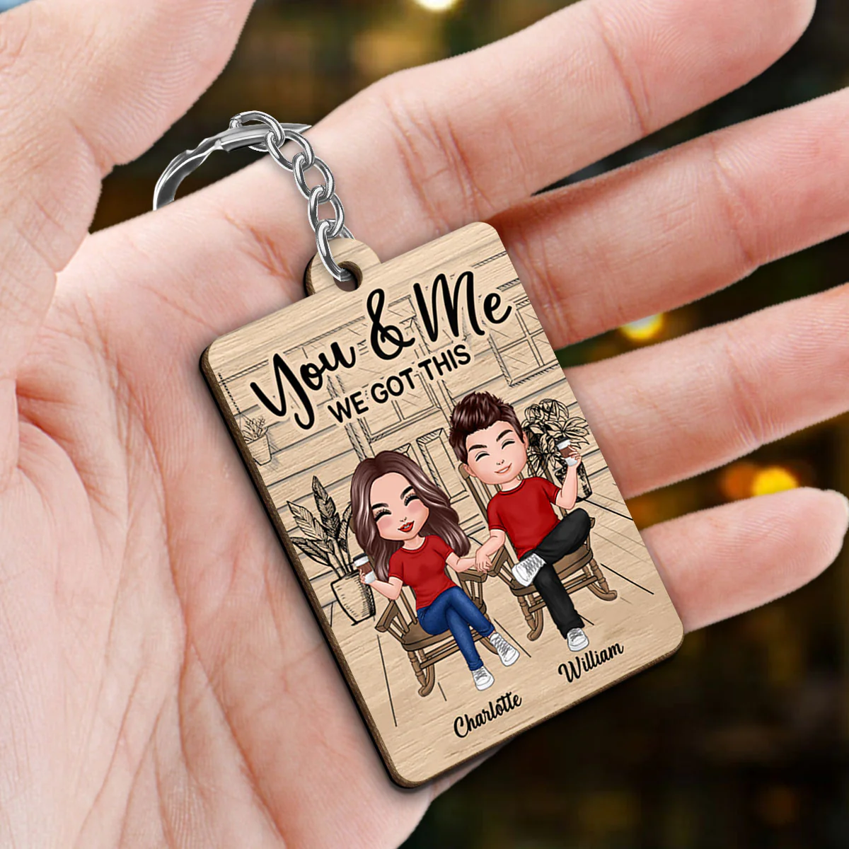 Couple We Got This Favorite Song Scannable QR Code Personalized Wooden Keychain - Image 2