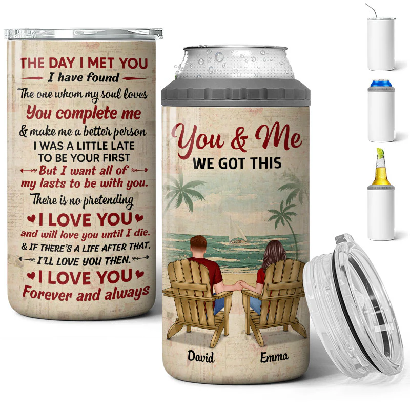 Couple We Got This Gift For Him Gift For Her Multi Use Tumbler Personalized 4 In 1 Can Cooler - Image 3