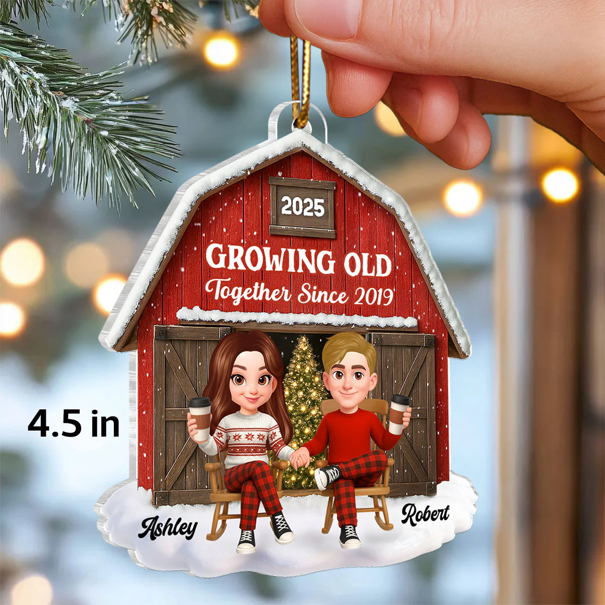 Couple We Got This Rustic Farmhouse - Personalized Acrylic Ornament - Christmas Gift for him, for her - Image 2
