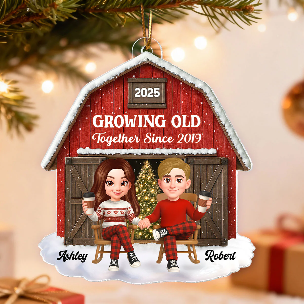 Couple We Got This Rustic Farmhouse - Personalized Acrylic Ornament - Christmas Gift for him, for her - Image 4