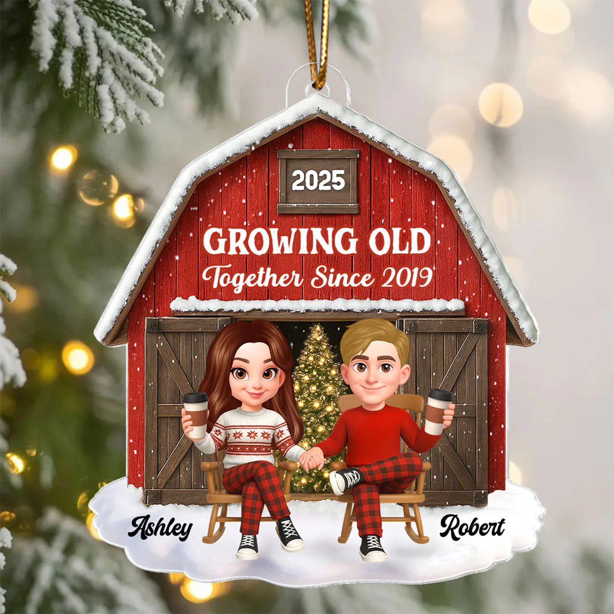 Couple We Got This Rustic Farmhouse - Personalized Acrylic Ornament - Christmas Gift for him, for her - Image 6