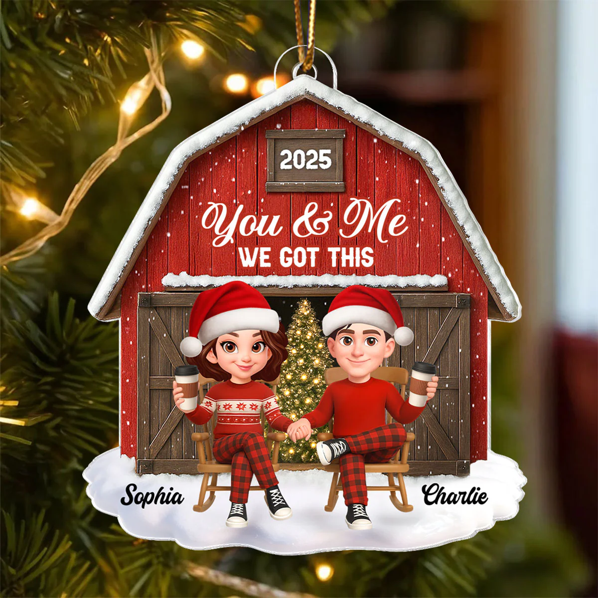 Couple We Got This Rustic Farmhouse - Personalized Acrylic Ornament - Christmas Gift for him, for her - Image 7
