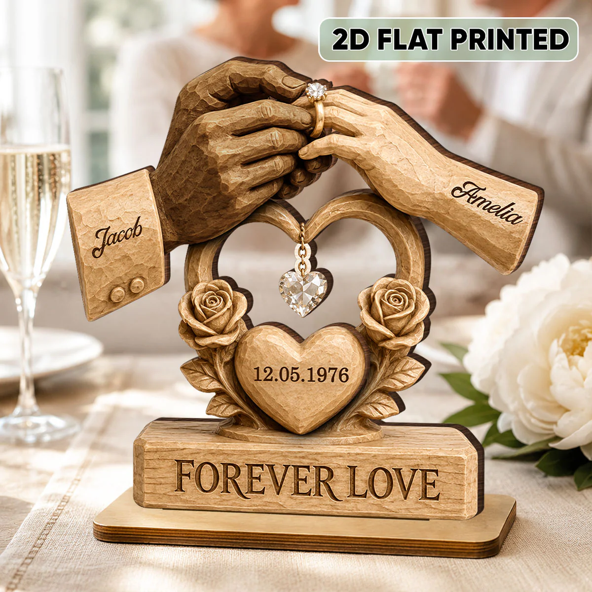 Couple Wedding Keepsake, Anniversary Gift - Personalized 2-Layered Wooden Plaque - Heartfelt Gift for Him, for Her - Image 9