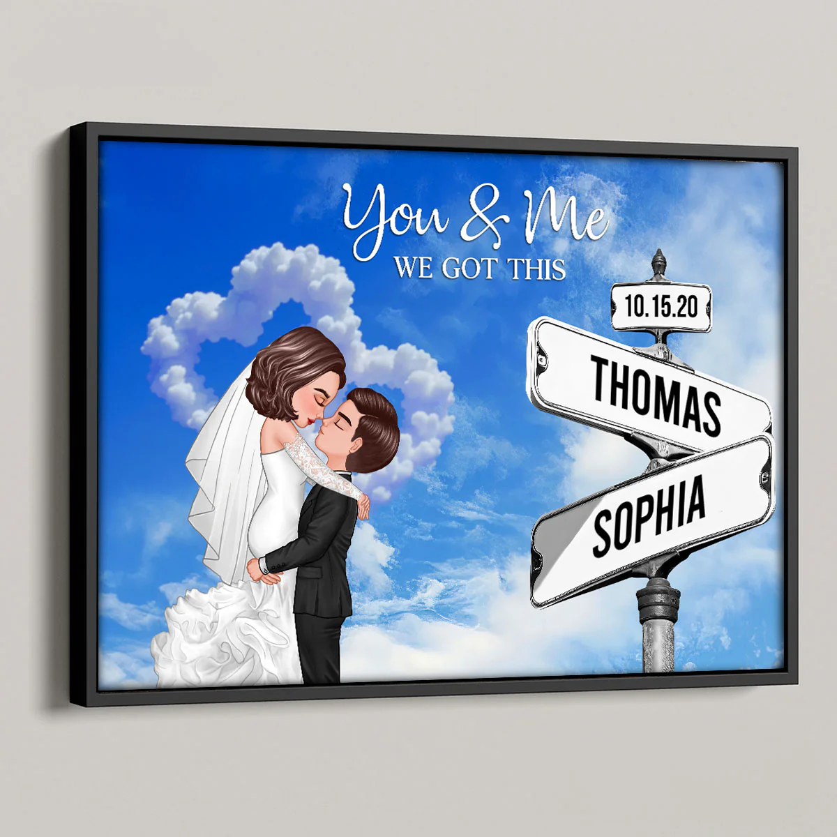 Couple Wedding Personalized Crossroads Sign Couple's Name And Date On Street Sign Poster, Anniversary Gift, Wedding Gift, Gift For Couple, For Him, For Her - Image 2