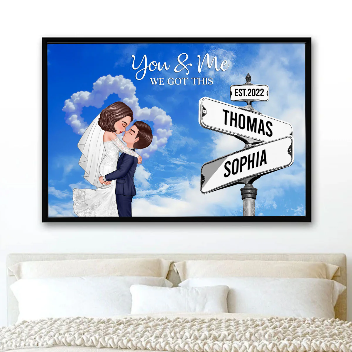 Couple Wedding Personalized Crossroads Sign Couple's Name And Date On Street Sign Poster, Anniversary Gift, Wedding Gift, Gift For Couple, For Him, For Her - Image 3