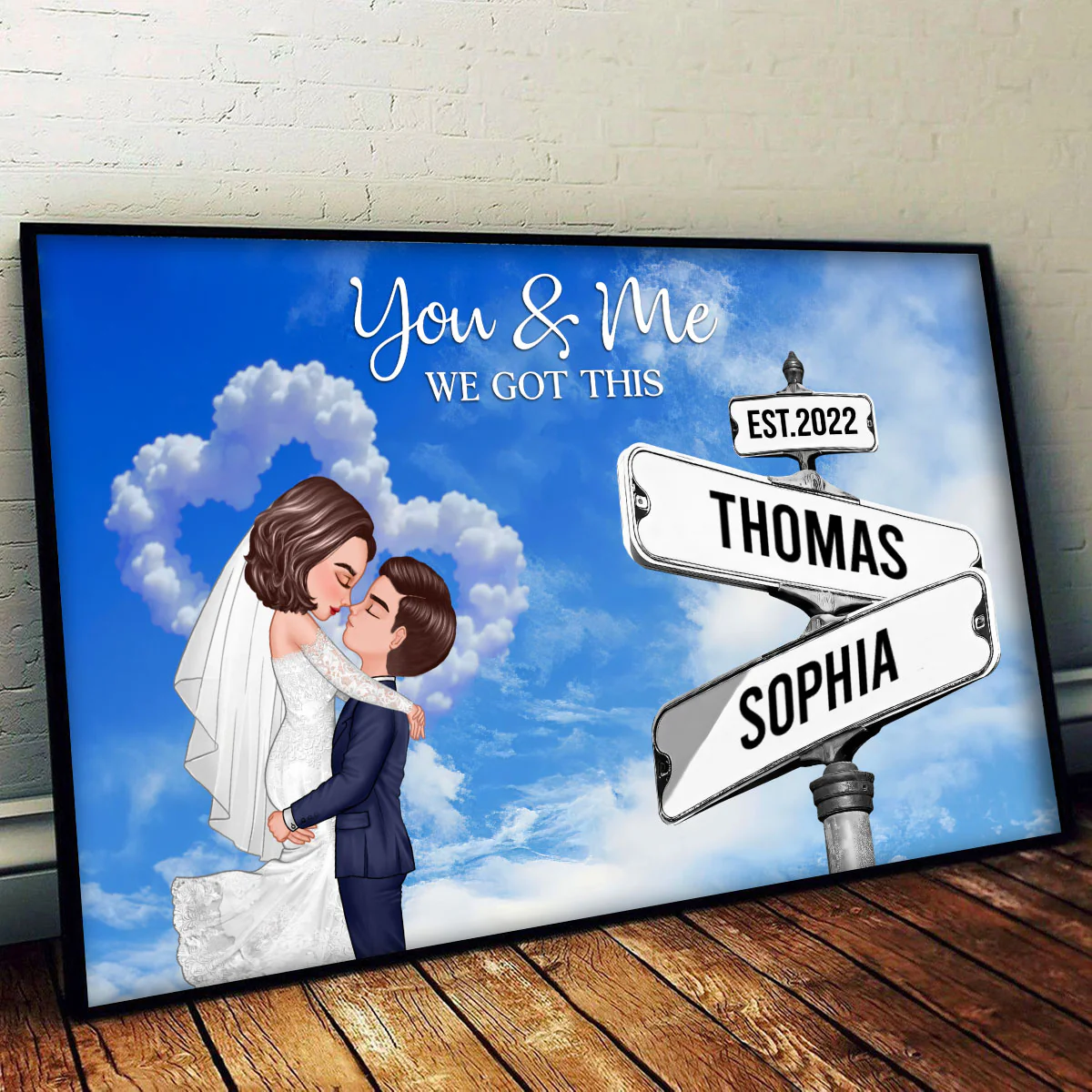 Couple Wedding Personalized Crossroads Sign Couple's Name And Date On Street Sign Poster, Anniversary Gift, Wedding Gift, Gift For Couple, For Him, For Her - Image 4