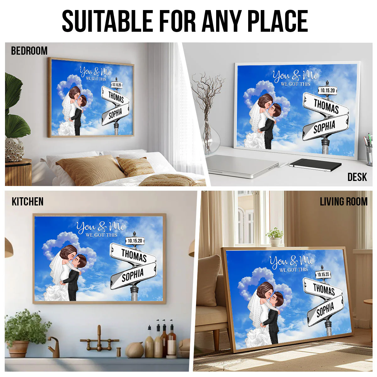 Couple Wedding Personalized Crossroads Sign Couple's Name And Date On Street Sign Poster, Anniversary Gift, Wedding Gift, Gift For Couple, For Him, For Her - Image 5