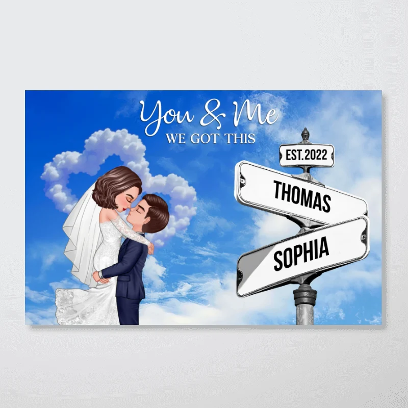 Couple Wedding Personalized Crossroads Sign Couple's Name And Date On Street Sign Poster, Anniversary Gift, Wedding Gift, Gift For Couple, For Him, For Her - Image 8