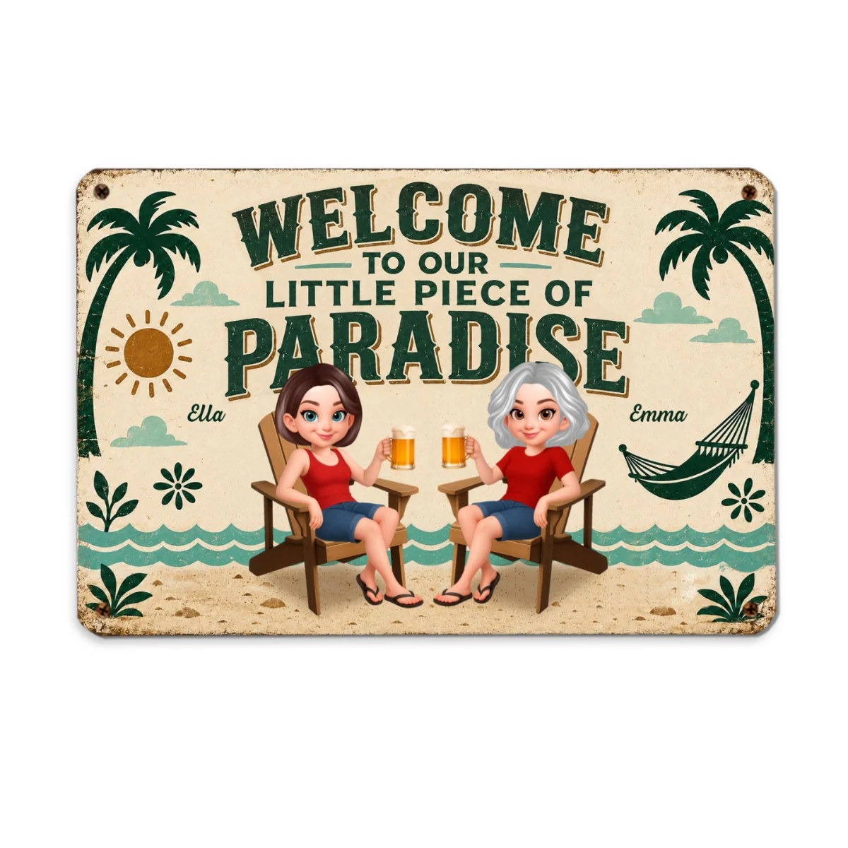 Couple Welcome To Our Little Piece Of Paradise - Personalized Metal Sign - Summer Pool Patio Decoration - Image 14