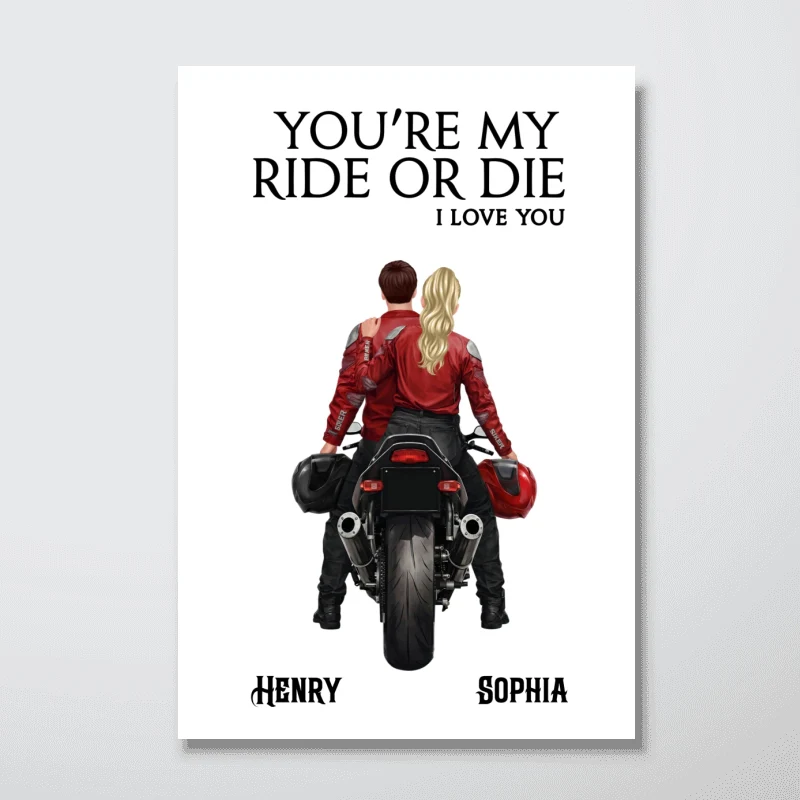 Couple Who Rides Together Stay Together Biker Couple - Personalized Poster - Anniversary Gift for him, for her - Image 10