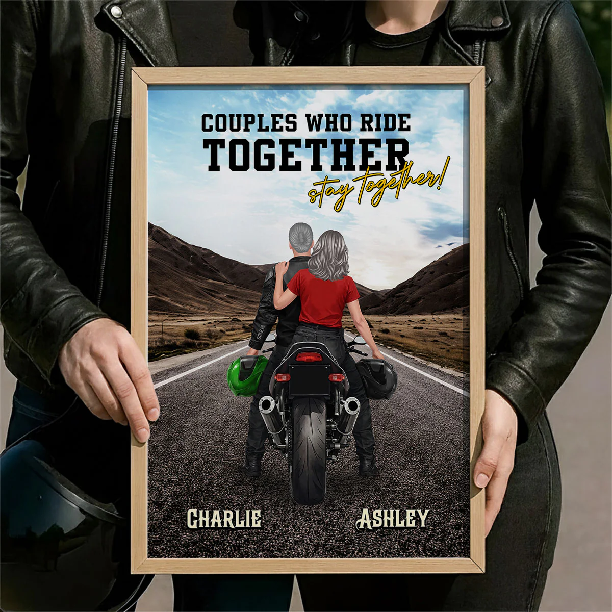 Couple Who Rides Together Stay Together Biker Couple - Personalized Poster - Anniversary Gift for him, for her - Image 2