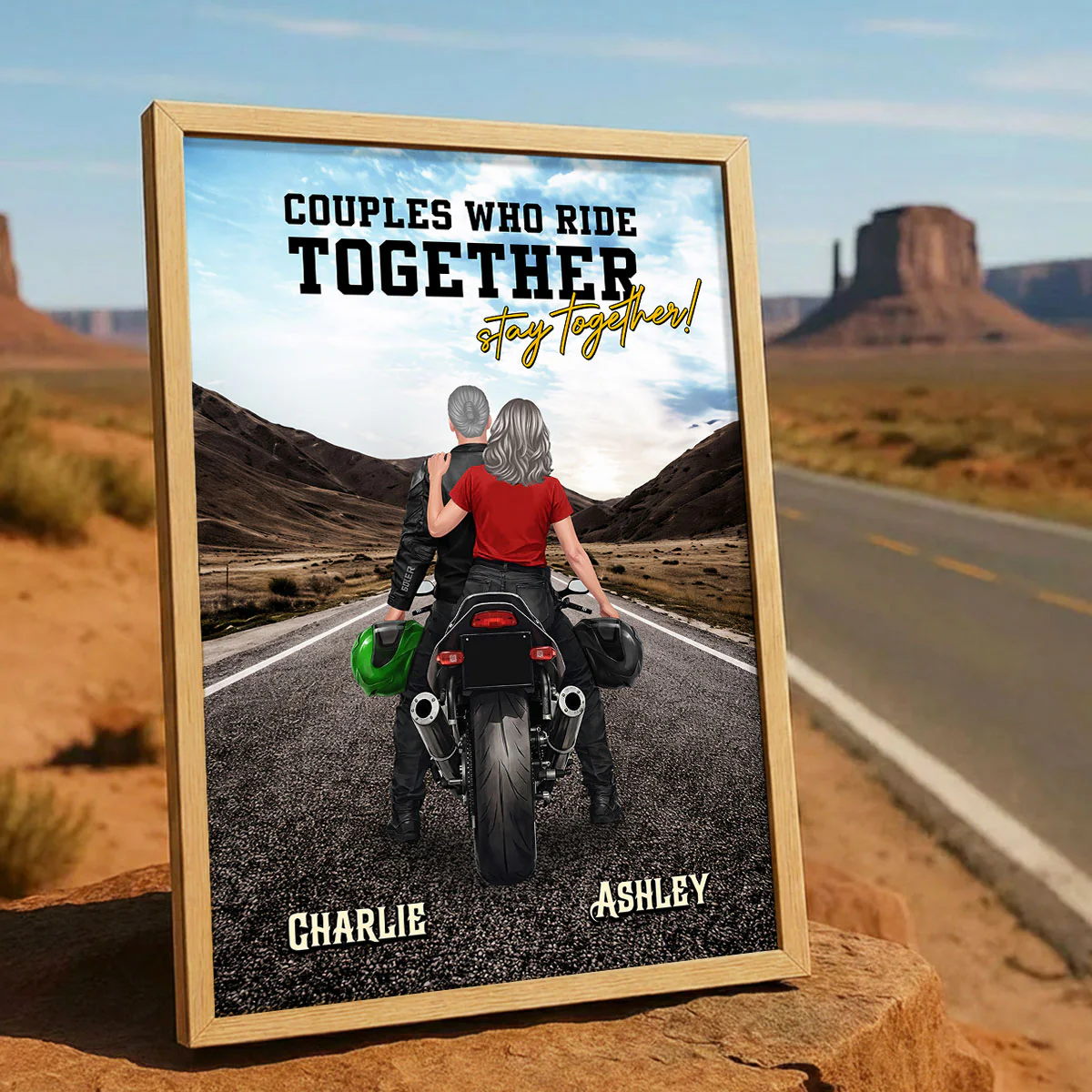Couple Who Rides Together Stay Together Biker Couple - Personalized Poster - Anniversary Gift for him, for her - Image 4