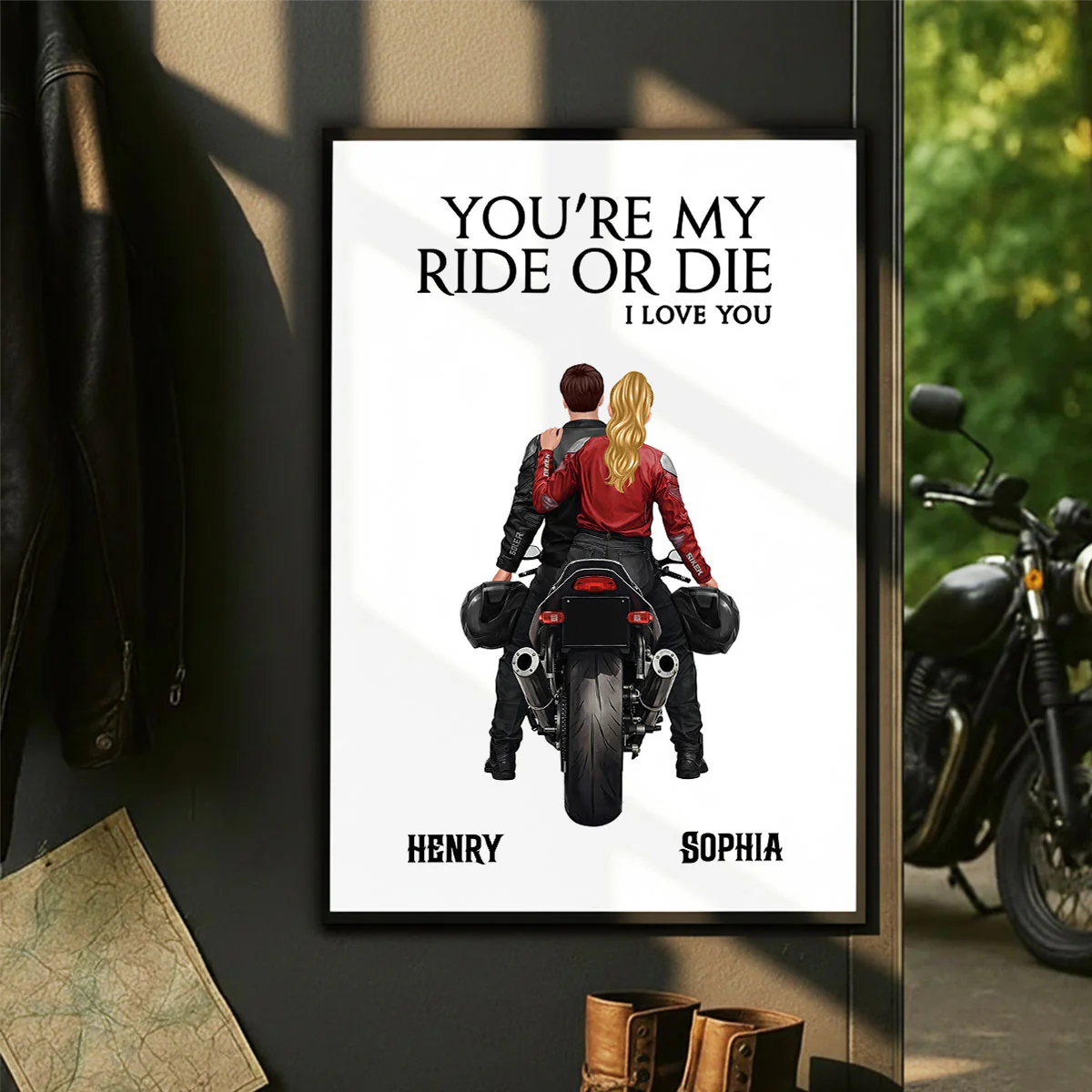 Couple Who Rides Together Stay Together Biker Couple - Personalized Poster - Anniversary Gift for him, for her - Image 5