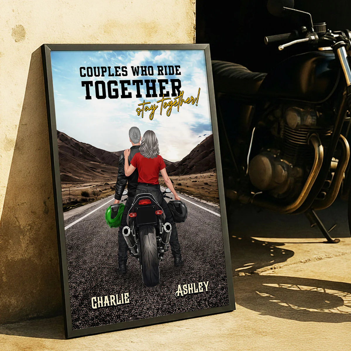 Couple Who Rides Together Stay Together Biker Couple - Personalized Poster - Anniversary Gift for him, for her - Image 6