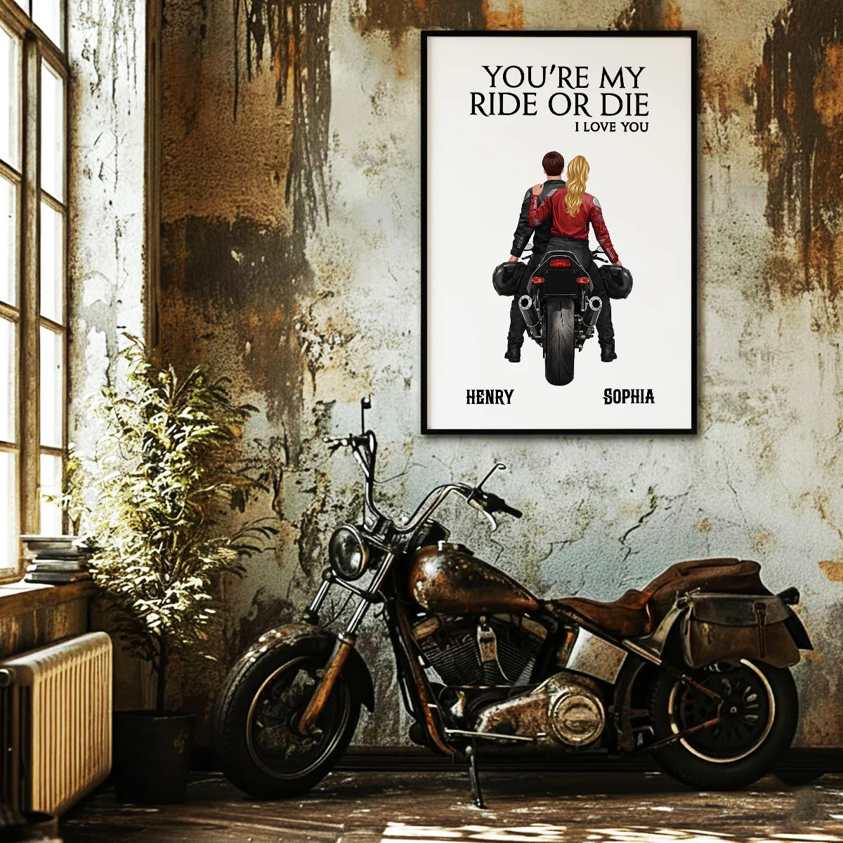 Couple Who Rides Together Stay Together Biker Couple - Personalized Poster - Anniversary Gift for him, for her - Image 7