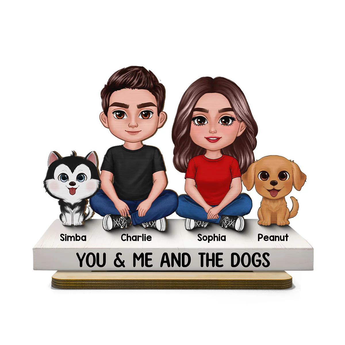 Couple You & Me And The Dogs Cats Personalized 2-Layer Standing Wooden Plaque, Heartfelt Gift Gift For Her, For Wife - Image 3