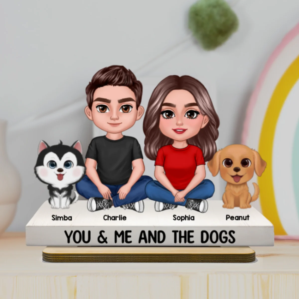 Couple You & Me And The Dogs Cats Personalized 2-Layer Standing Wooden Plaque, Heartfelt Gift Gift For Her, For Wife - Image 9