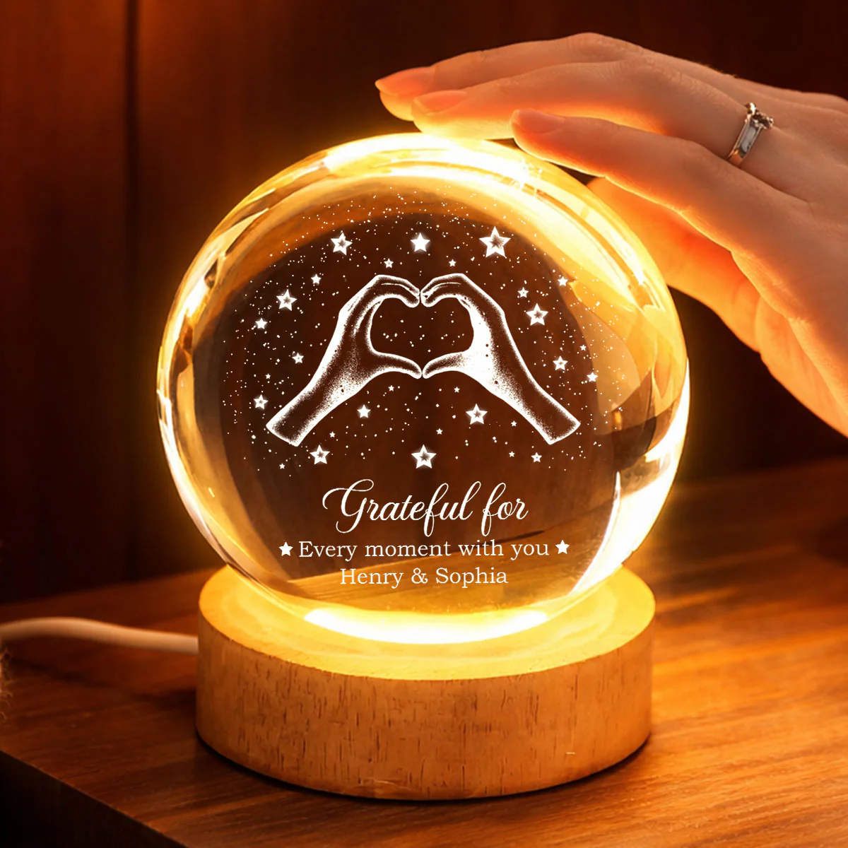 Couple You & Me We Got This - Personalized Crystal Ball LED Night Light - Sentimental Gift for Her, for Him, Couple Keepsake - Image 6
