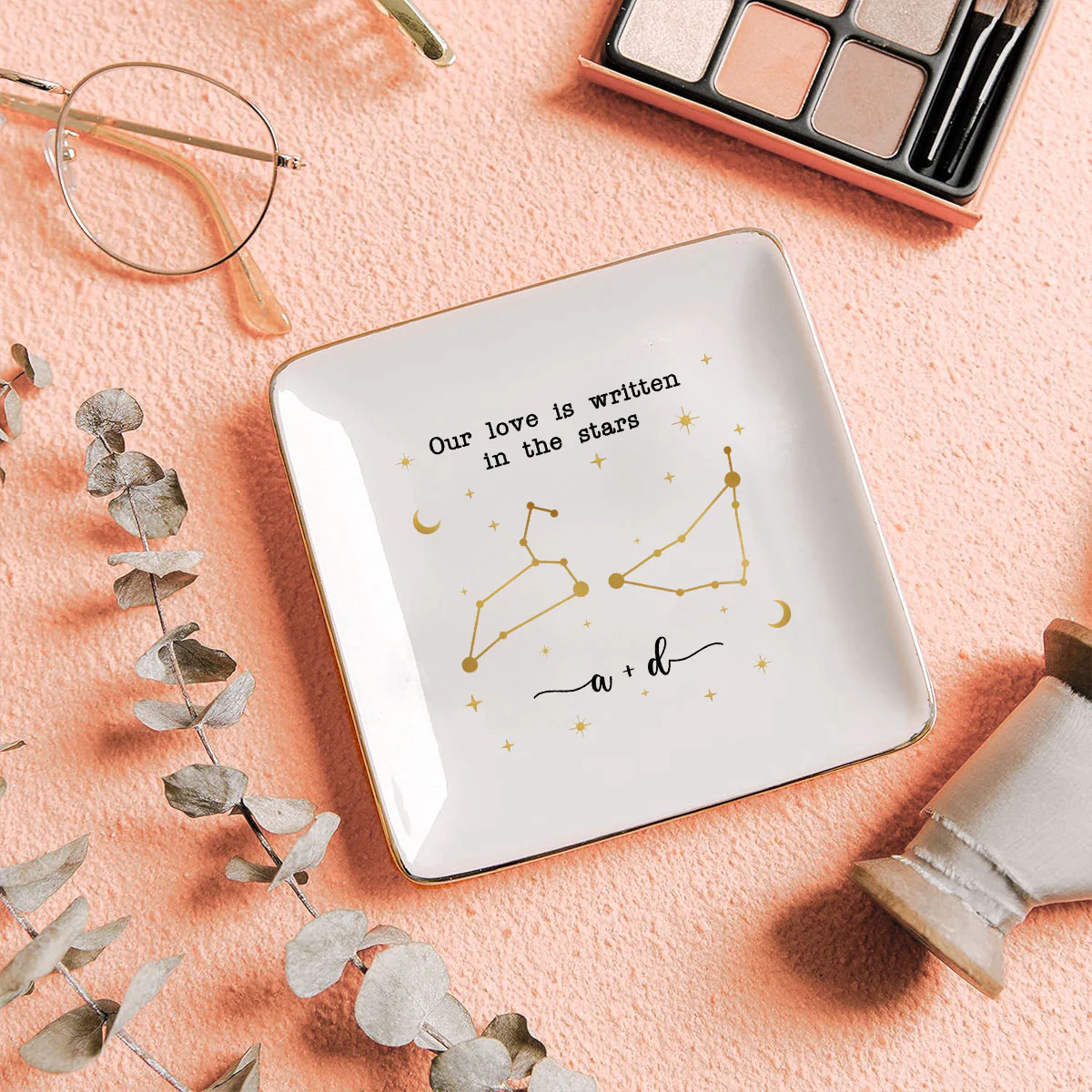 Couple Zodiac Sign Personalized Dish Jewelry, Gift for Her, Wedding Gift, Engagement Gift - Image 3