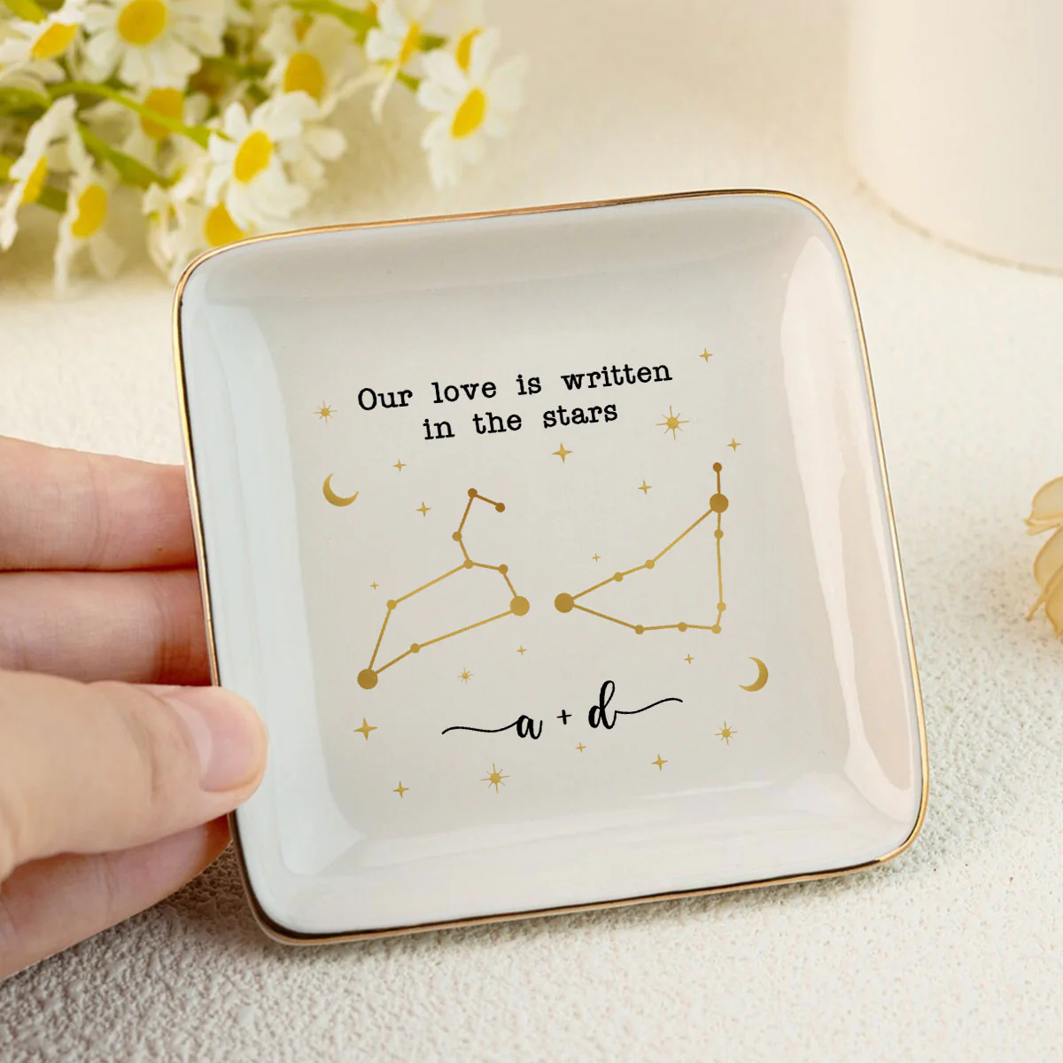 Couple Zodiac Sign Personalized Dish Jewelry, Gift for Her, Wedding Gift, Engagement Gift - Image 5