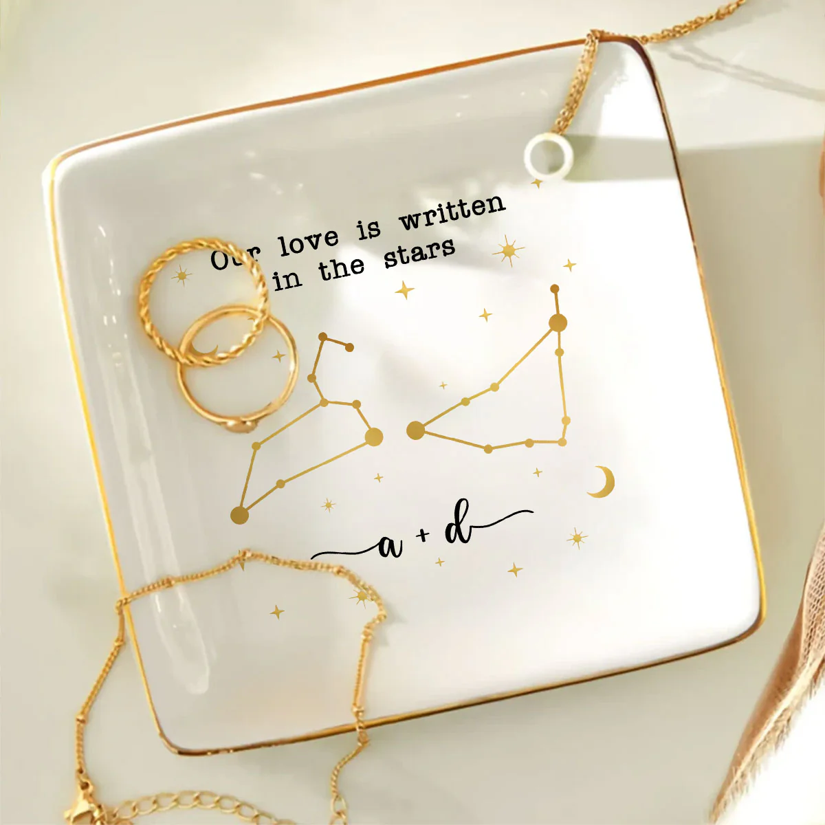 Couple Zodiac Sign Personalized Dish Jewelry, Gift for Her, Wedding Gift, Engagement Gift - Image 7