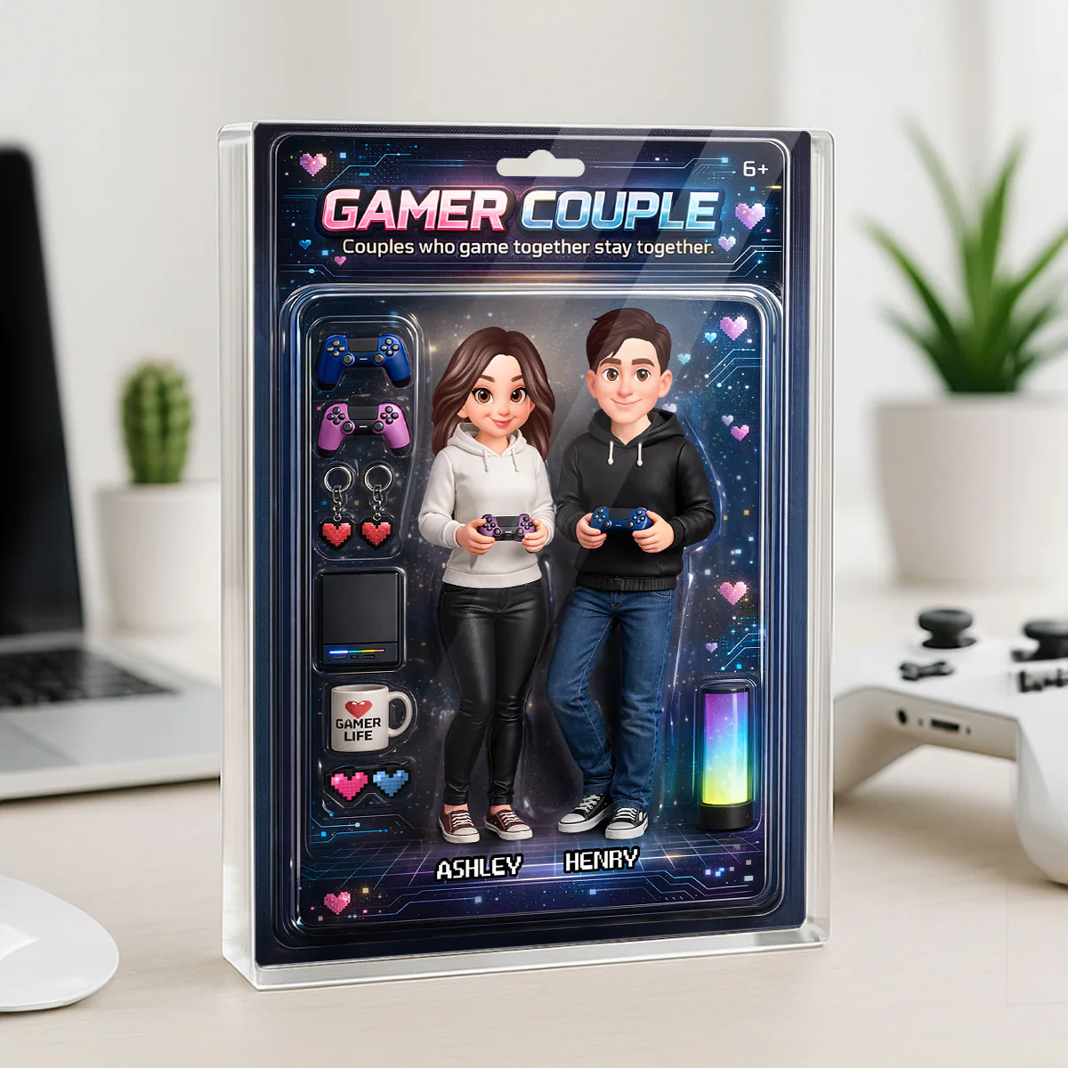 Couples That Game Together Stay Together Custom Action Figure - Personalized Acrylic Block Plaque - Unique Gift for him, for her - Image 5