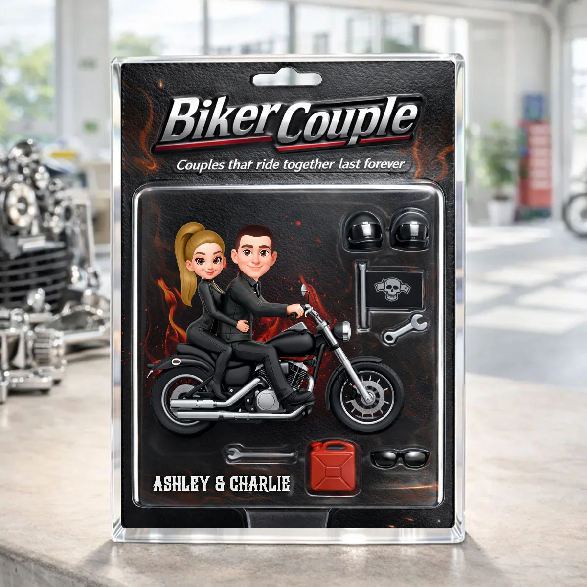 Couples That Ride Together Last Forever, Custom Action Figure Biker Couple - Personalized Acrylic Block Plaque - Image 5
