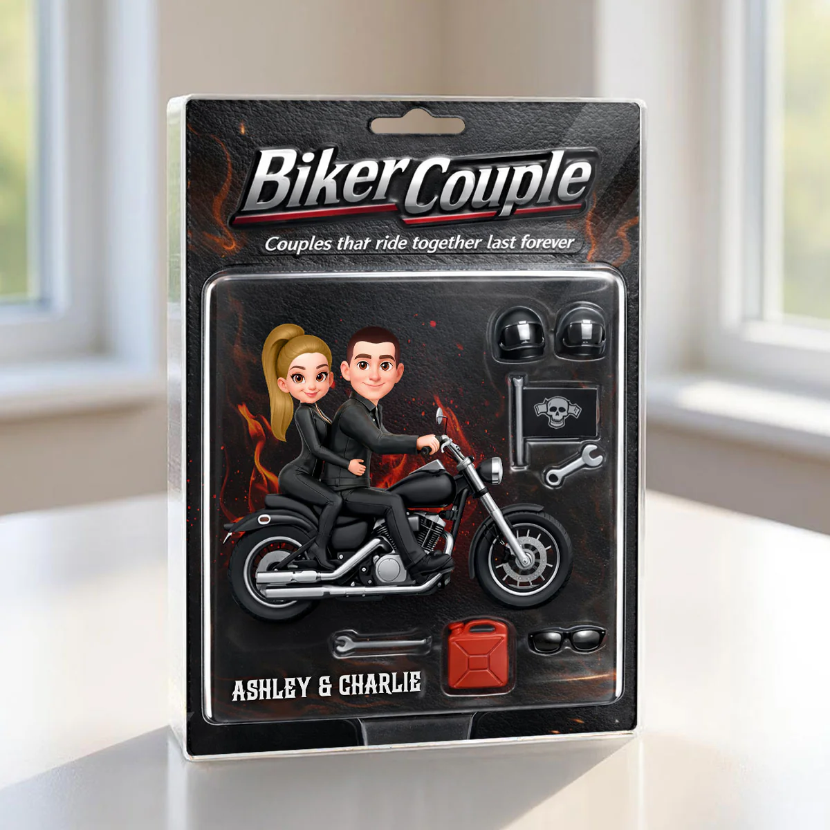 Couples That Ride Together Last Forever, Custom Action Figure Biker Couple - Personalized Acrylic Block Plaque - Image 6