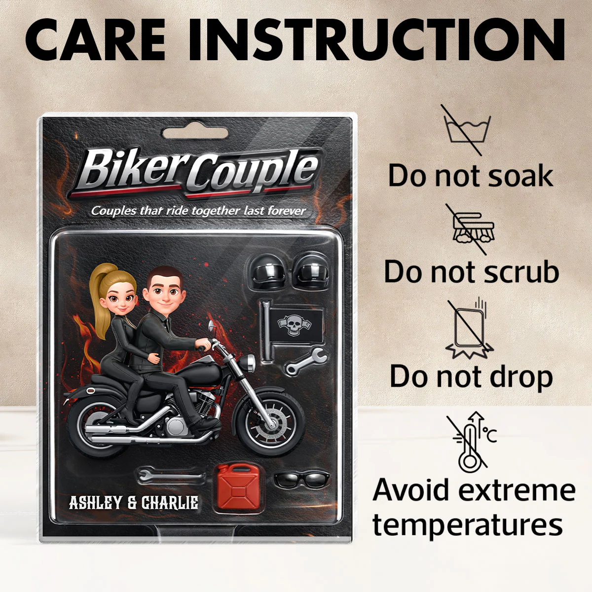 Couples That Ride Together Last Forever, Custom Action Figure Biker Couple - Personalized Acrylic Block Plaque - Image 9