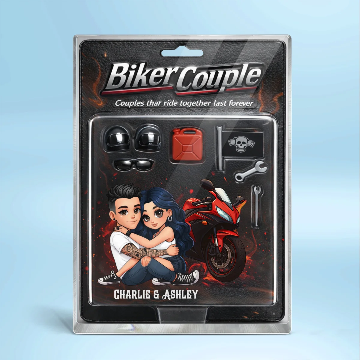 Couples That Ride Together Last Forever, Custom Action Figure Biker Couple - Personalized Acrylic Block Plaque - Image 10