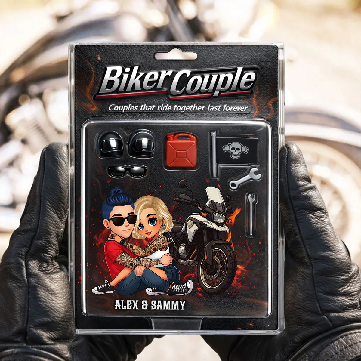 Couples That Ride Together Last Forever, Custom Action Figure Biker Couple - Personalized Acrylic Block Plaque - Image 3