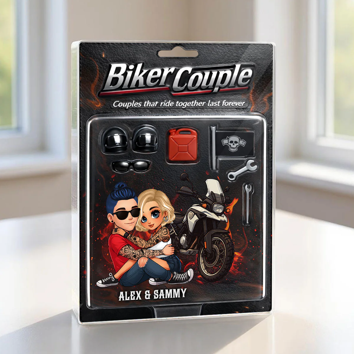 Couples That Ride Together Last Forever, Custom Action Figure Biker Couple - Personalized Acrylic Block Plaque - Image 6