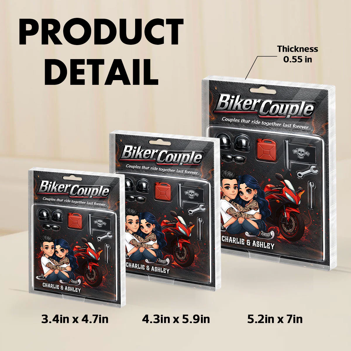 Couples That Ride Together Last Forever, Custom Action Figure Biker Couple - Personalized Acrylic Block Plaque - Image 8