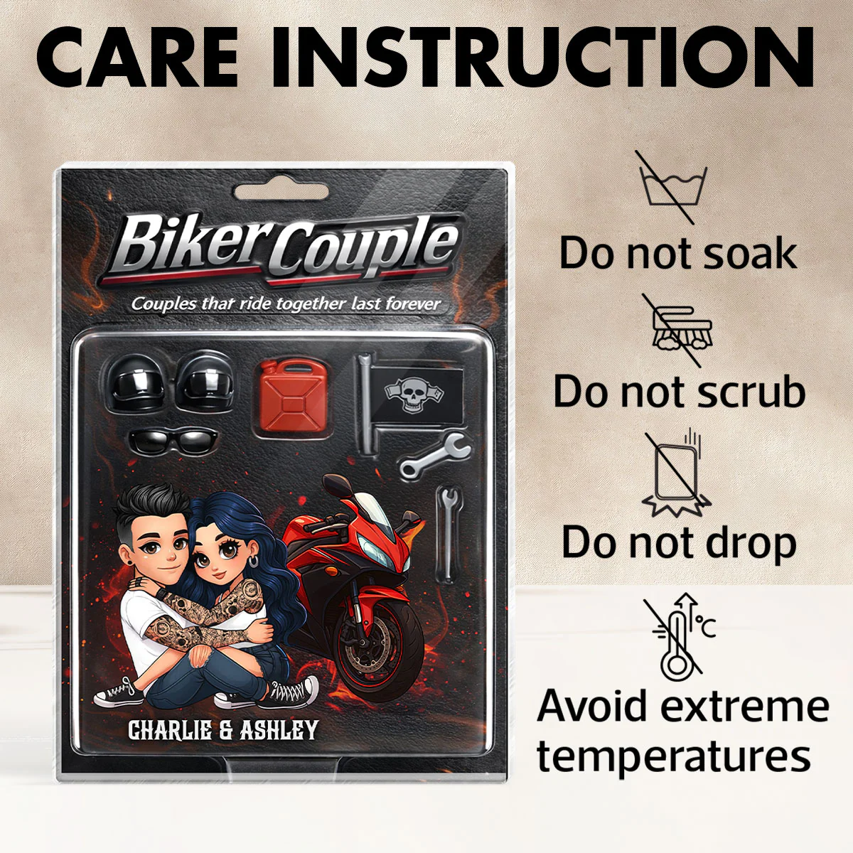 Couples That Ride Together Last Forever, Custom Action Figure Biker Couple - Personalized Acrylic Block Plaque - Image 9