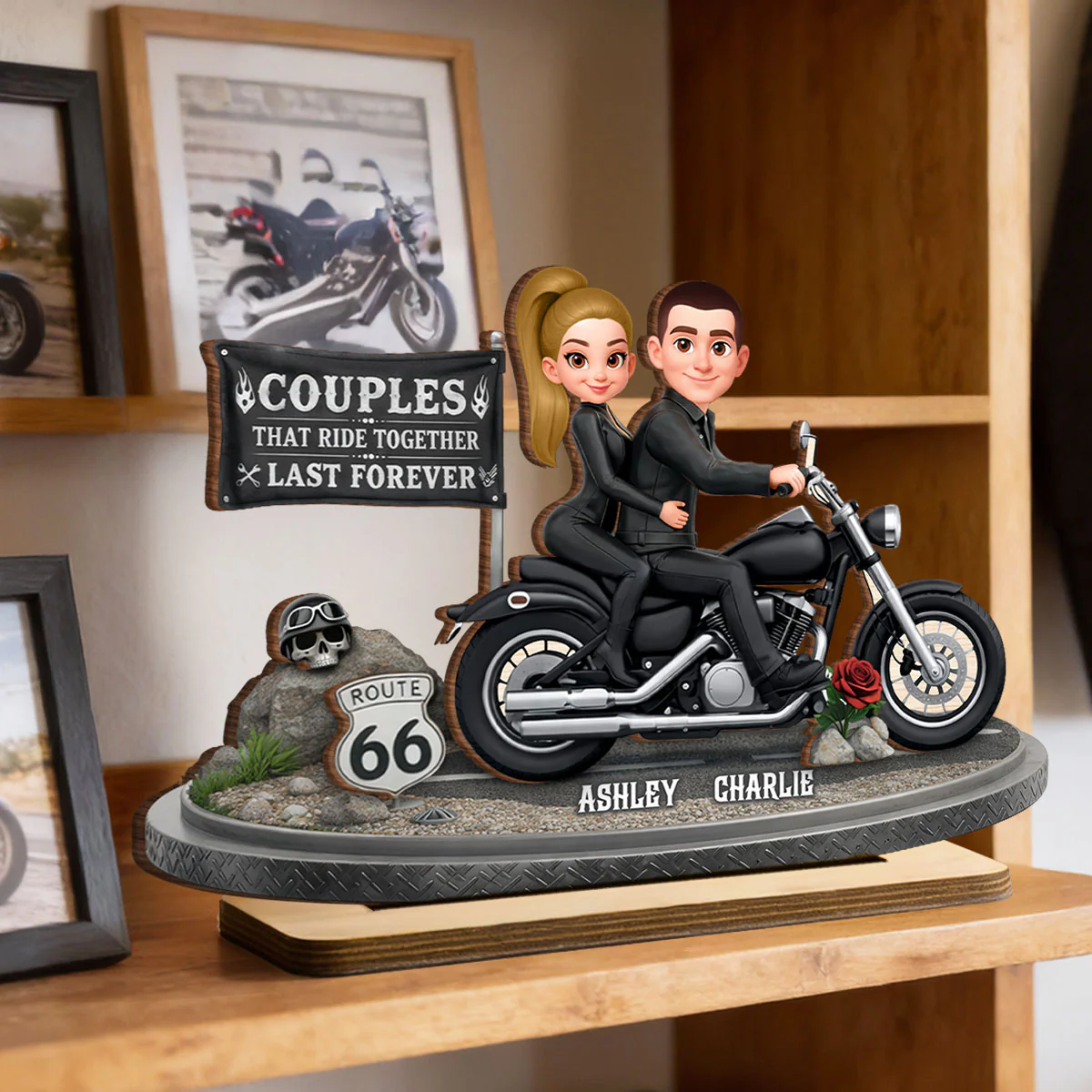 Couples That Ride Together Last Forever - Personalized 2 Layer Standing Wooden Plaque - Gift for Couple - Image 6