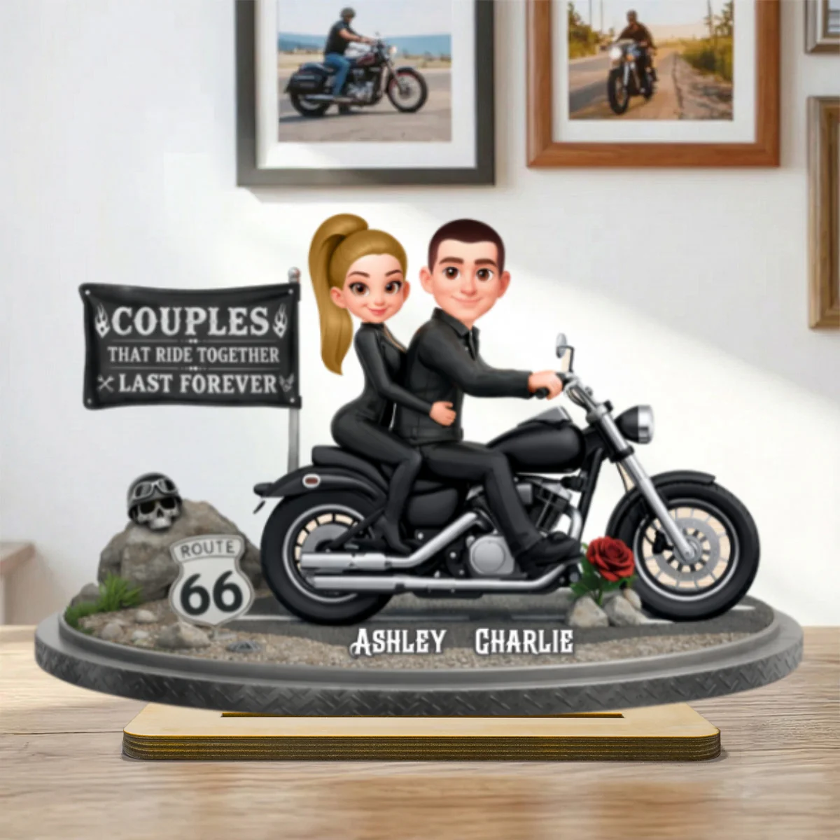 Couples That Ride Together Last Forever - Personalized 2 Layer Standing Wooden Plaque - Gift for Couple - Image 9