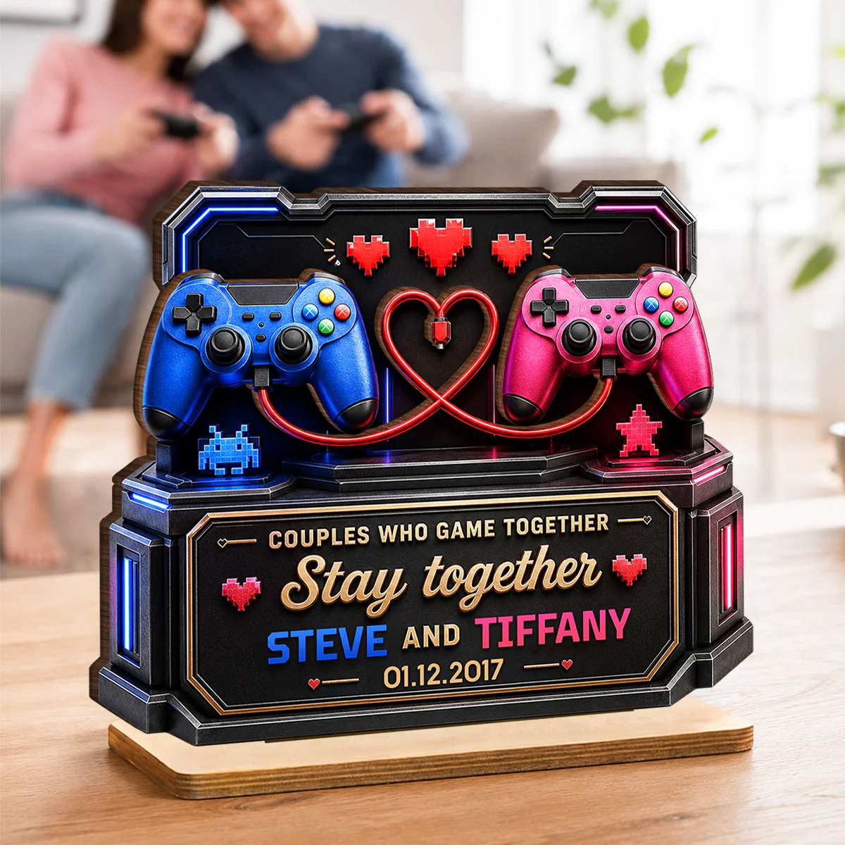 Couples Who Gamer Together Stay Together - Personalized 2-Layered Wooden Plaque - Heartfelt Anniversary Gift for Him, for Her - Image 5