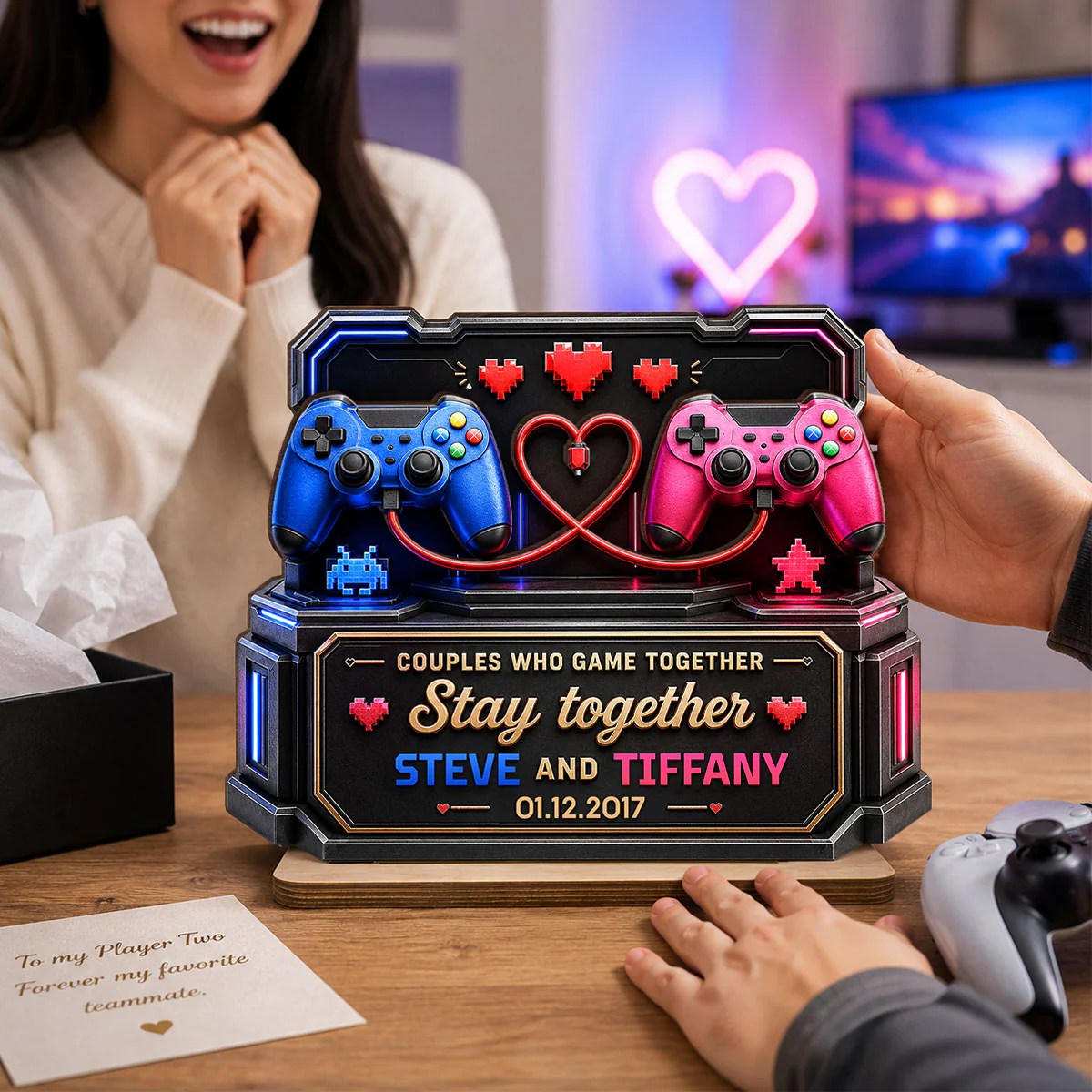 Couples Who Gamer Together Stay Together - Personalized 2-Layered Wooden Plaque - Heartfelt Anniversary Gift for Him, for Her - Image 7