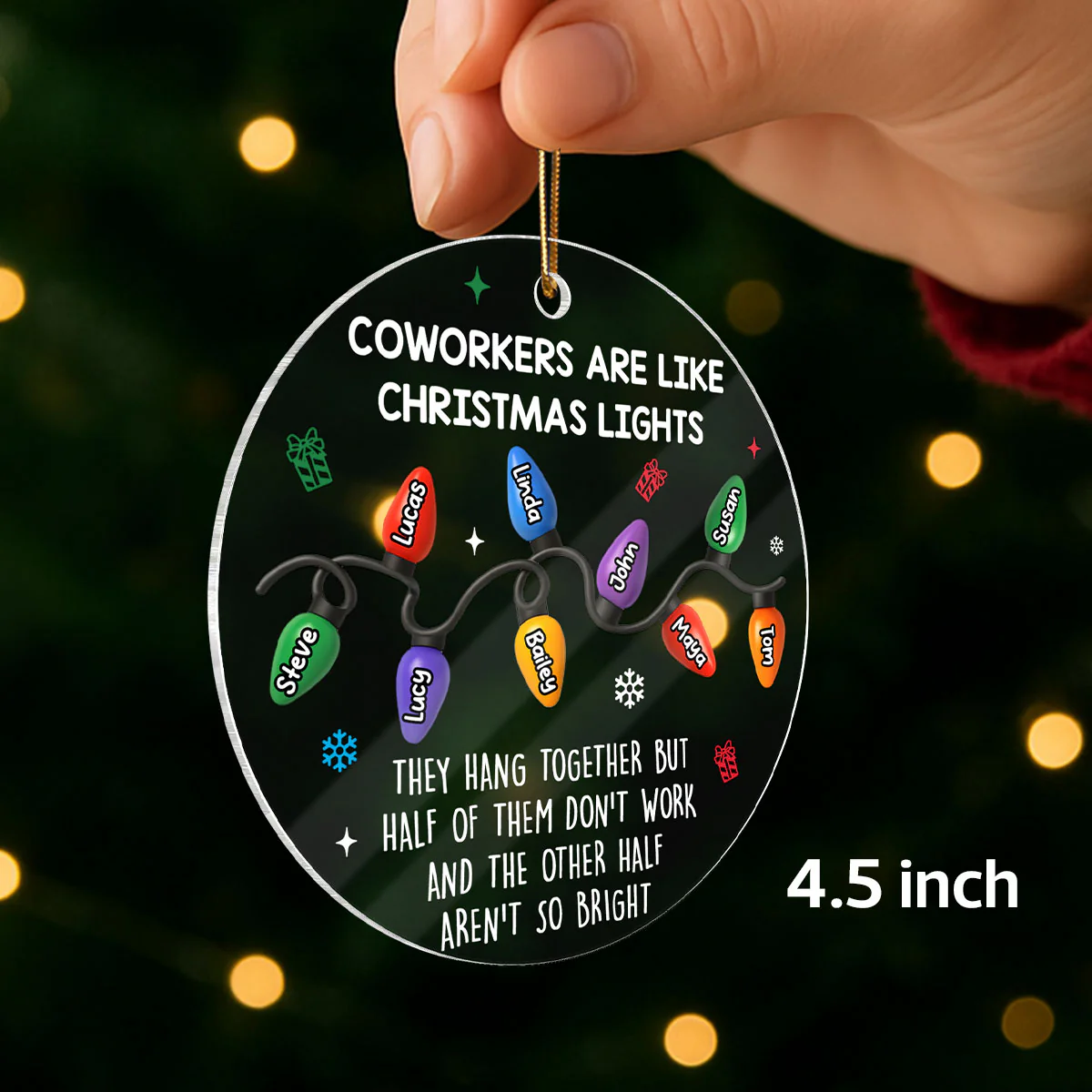 Coworkers Are Like Christmas Lights - Personalized Acrylic Ornament - Unique Christmas Gift For Coworkers - Image 2