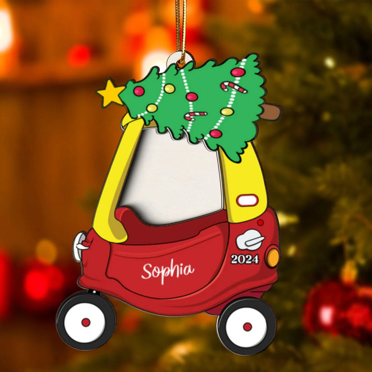 Cozy Coupe Personalized Kid Photo Frame Ornament, Christmas Decor - Image 8
