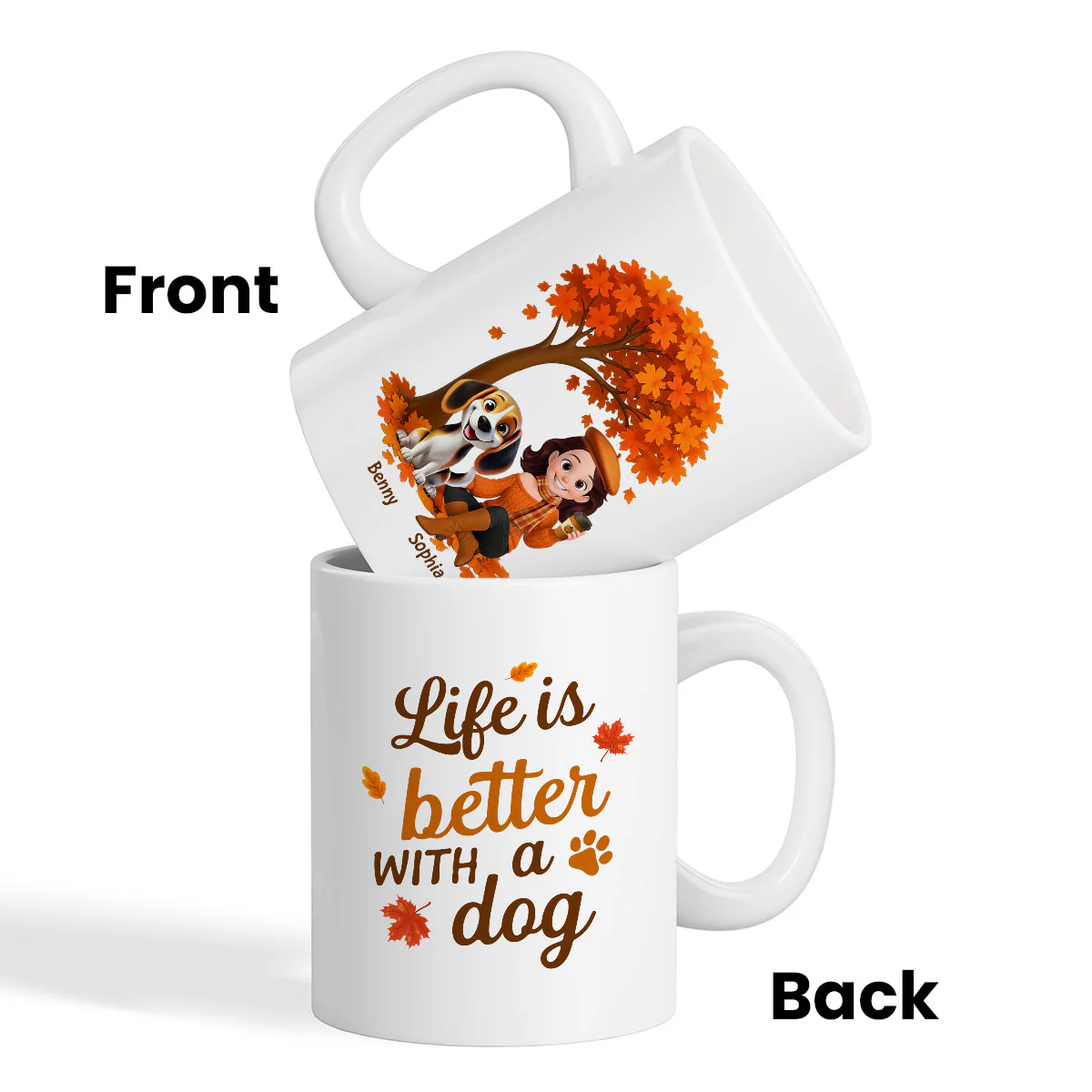 Cozy Fall Vibe Cute Cartoon Life Is Better With A Dog Personalized Mug - Image 4