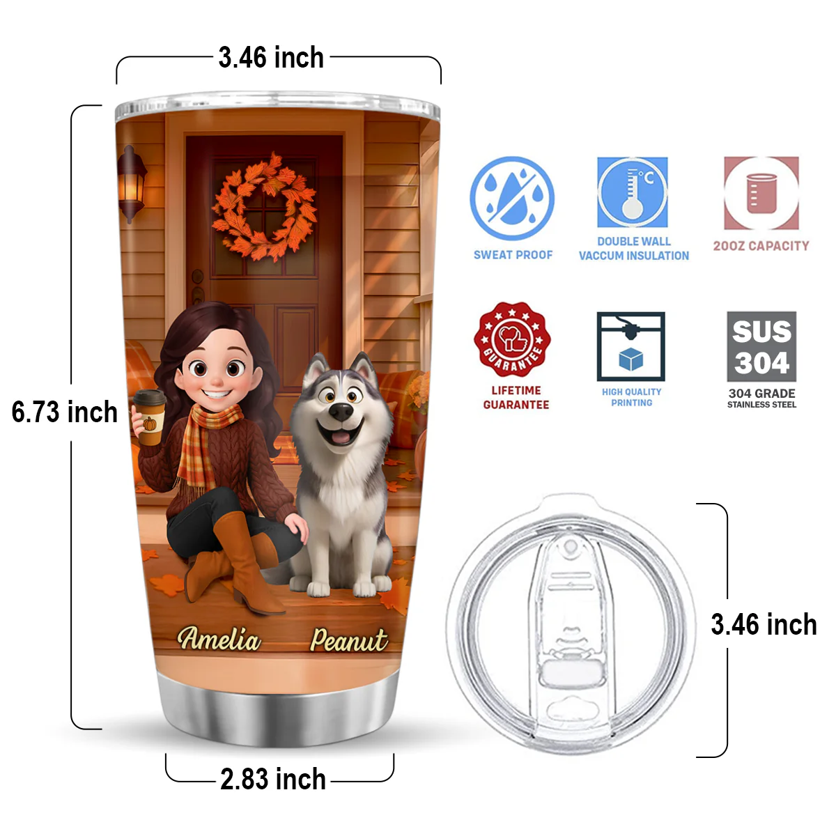 Cozy Fall Vibe Cute Cartoon Life Is Better With A Dog Personalized Tumbler - Image 2