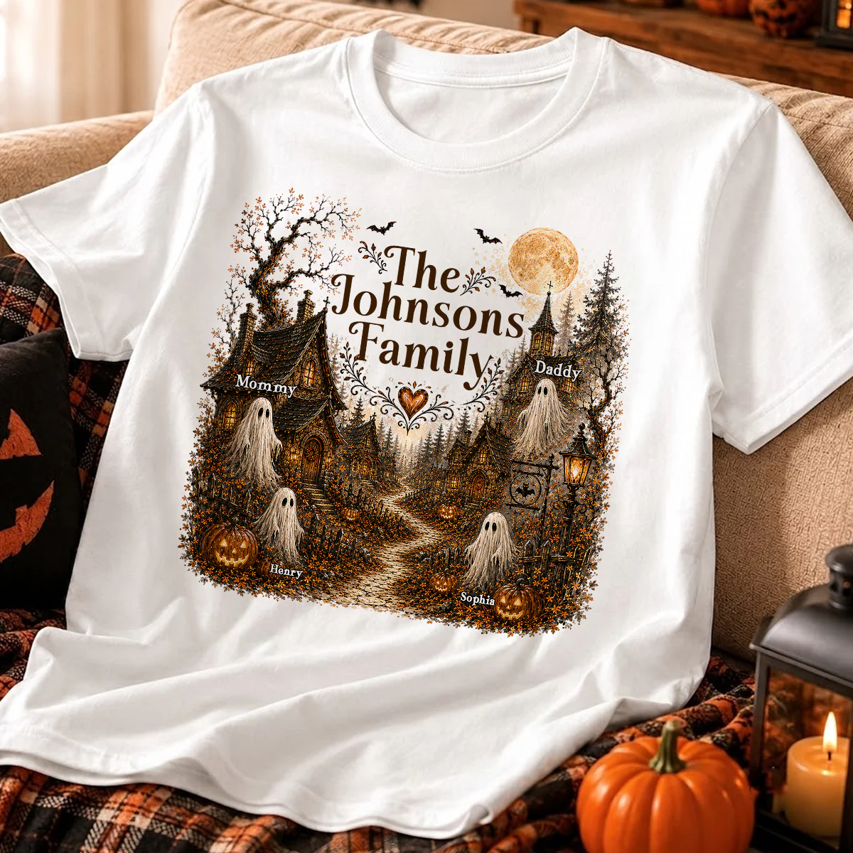 Cozy Haunted Village Halloween Family - Personalized Shirt - Halloween Gift For Family - Image 3