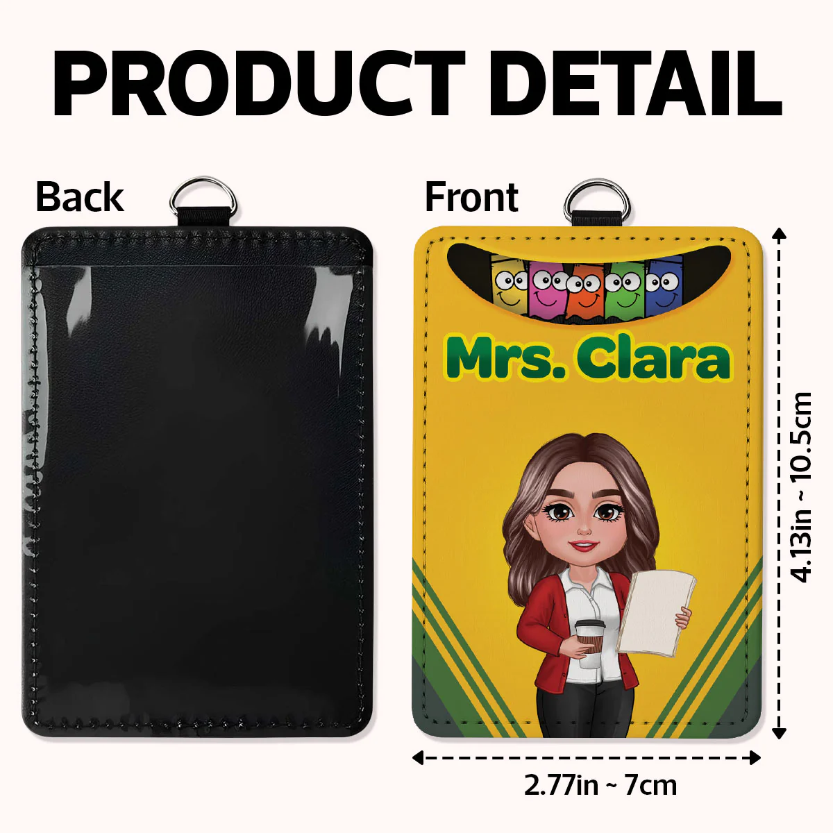 Crayon Box Themed Teacher Name Personalized ID Badge Holder, Back To School Gift - Image 6