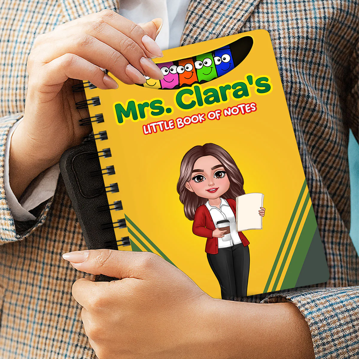 Crayon Box Themed Teacher Name Personalized Spiral Notebook Journal, Back To School Stationery - Image 4